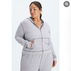 Fabletics Light Gray Zip-Up Hoodie